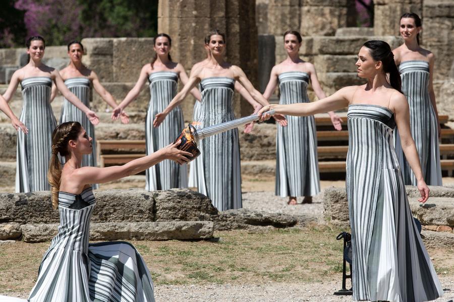 Gladi bersih upacara penyalaan obor Olimpiade Paris 2024 digelar di Olympia Kuno, Yunani-Image-1