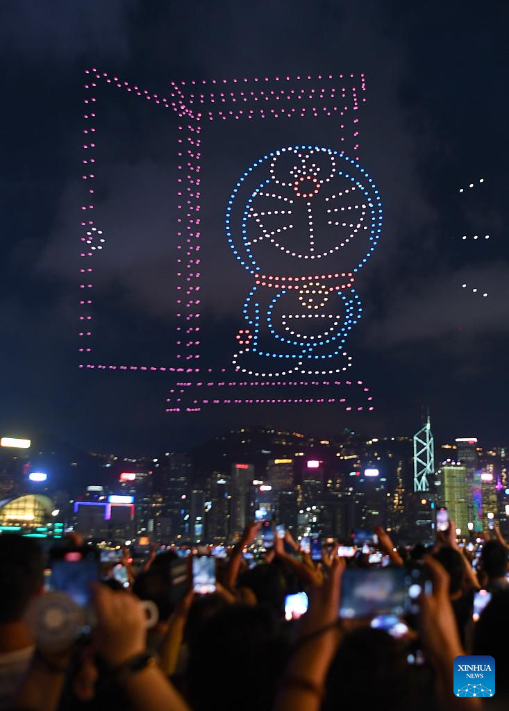 POTRET: Pertunjukan Cahaya Drone Tampilkan Doraemon di Hong Kong-Image-4